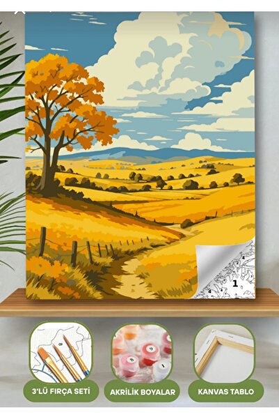 Denic Hobi Sayılarla Boyama Seti 40x50 Cm (Çıtalı) Fırça Boya Dahil Numaralı ...