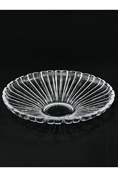 isra kristal Crystal Look Glass Presentation Plate, Stylish Crystal Patterned Glass Plate, Crystal Patterned Glass Fruit Bowl