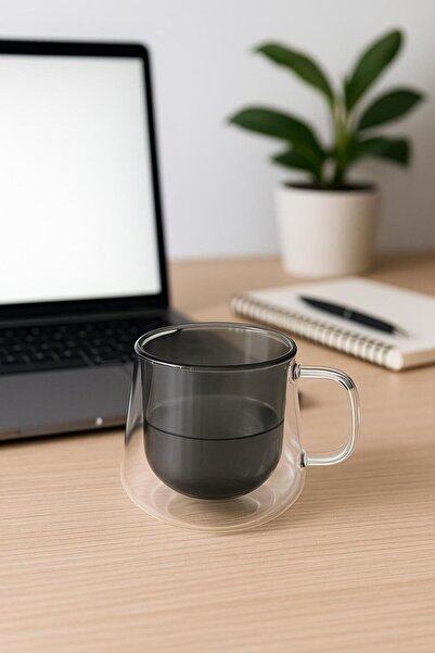 isra kristal Double Wall Colored Glass Mug – Heat Resistant Coffee and Tea Cup