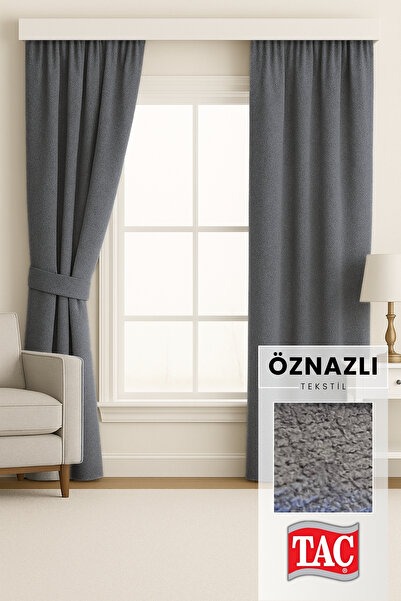 Taç Фума - Сірий штор з текстурованою фактурою | Без підкладки, з додатковою підкладкою, з підтяжками - включаючи рукавички - Сучасний