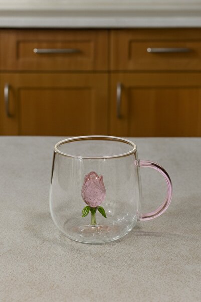 isra kristal Decorative Rose Figured Glass Mug – Coffee, Tea and Herbal Tea Cup