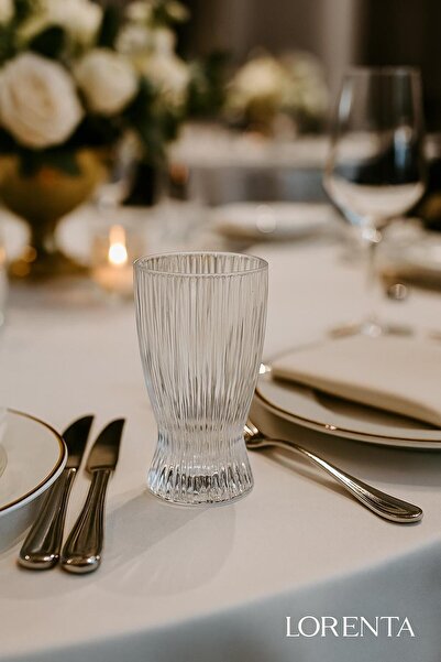 isra kristal Crystal Embroidered Tall Glass Soft Drink Glasses 6 Pieces - Stylish Patterned Water and Beverage Glasses