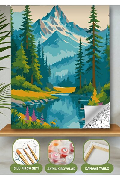 Denic Hobi Sayılarla Boyama Seti 40x50 Cm (Çıtalı) Fırça Boya Dahil Numaralı ...