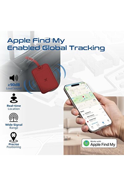Promate Anti-Loss Smart Leather Luggage Tag with Apple Find My Tracker, RFID Protection, Wireless Ch