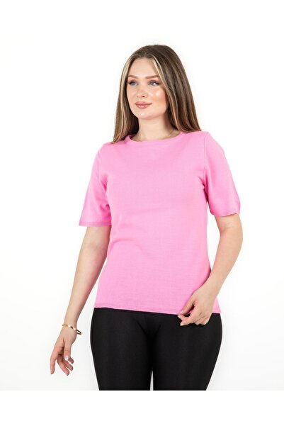 Sortie Short Sleeve Crew Neck Regular Fit Knitwear Sweater Pink
