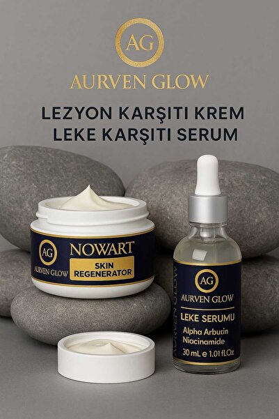 AURVEN GLOW NOWART Et Beni - Siğil Bakım Kremi + LUVEN GLOW Leke Serumu