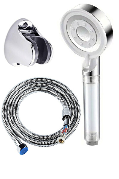 Plodna House Filtreli Beyaz Çelik 5 Fonksiyonlu Duş Başlığı Seti – 150 cm Çelik Örgülü Hortum + mafsal