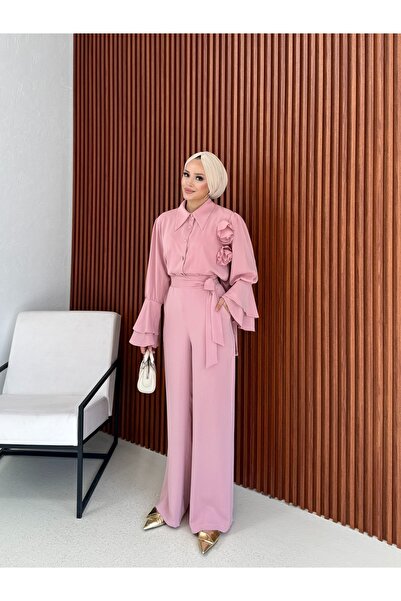 Melike Tatar Dubai Gül Detaylı Takım 32-2382