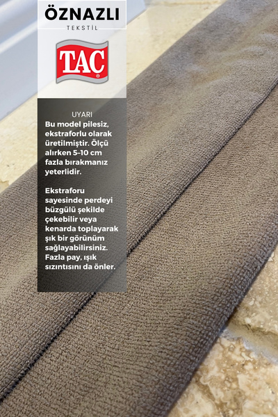 Taç Beige Chenille Textured Background Curtain with Sleeve Tie, Non-Pleated with Extra Foam | Write the Height Measurement as a Question to the Seller.