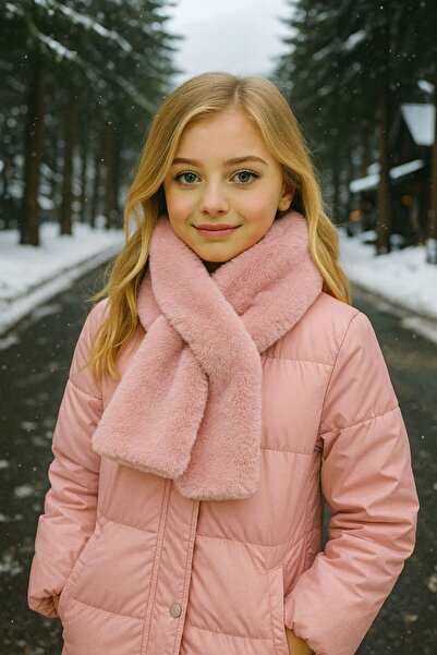 FELLMENS Pembe Yumuşak Dokulu Peluş Çocuk Boyunluk