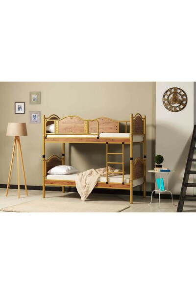 ARGİMO Avangard Ahşap Başlık Metal Ranza Ve Karyola 90x190 Beyaz