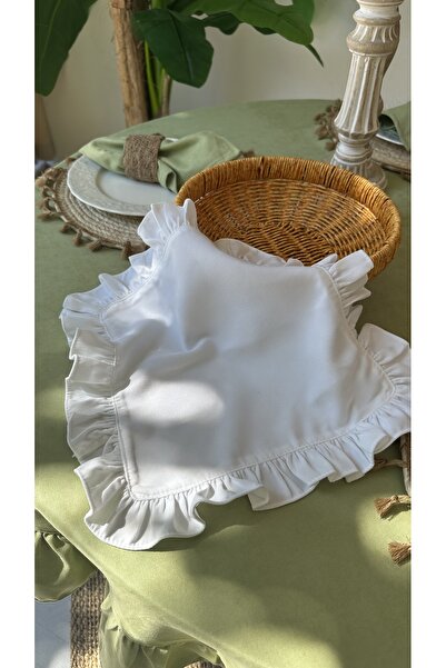 Decamor home غطاء سلة مناديل تقديم الطعام المزخرف بالكشكشة