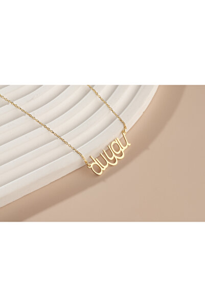 DIZY SILVER Kişiye Özel İsim Yazılı Kolye, Modern El Yazısı Model, Altın ve Gümüş Renk Seçenekli