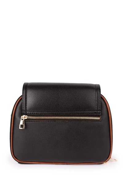 Gondol Kadın Çift Bölmeli Şık Günlük Çanta ald.1406 Siyah-Taba