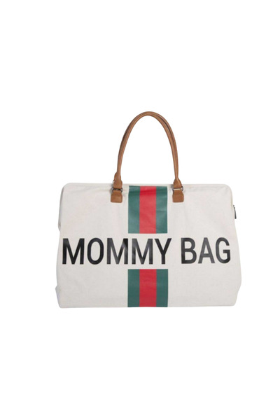 CHILDHOME تشايلد هوم - شنطة Mommy Bag أبيض وخطوط أخضر وأحمر