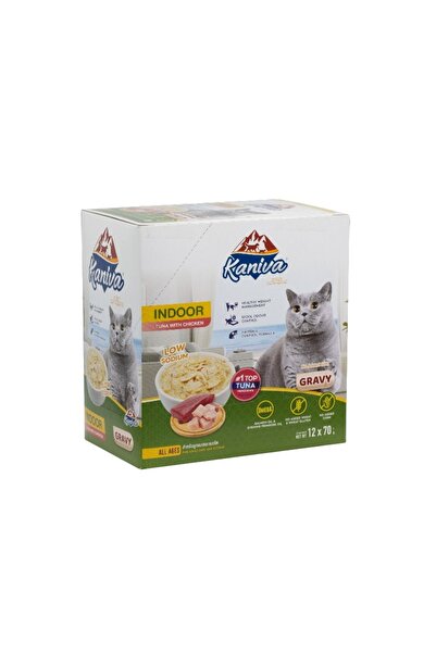 Kaniva كارتون كانيفا اندور تونه ودجاج طعام رطب للقطط الكبيره والصغيره في المر...