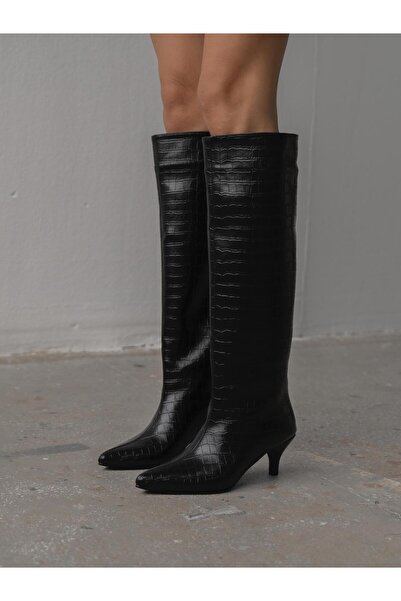 ECENİN BUTİĞİ Agent Siyah Kroko Çizme
