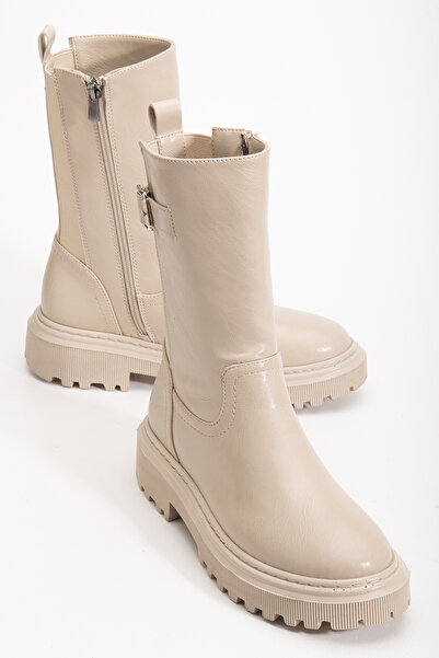 Entella Store Lastikli Tokalı Bej Kadın Bot