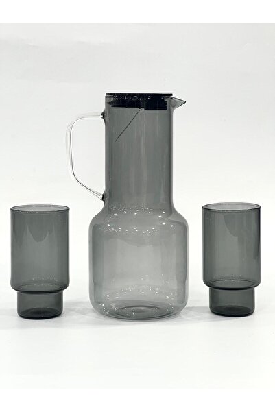 isra kristal طقم إبريق زجاجي ملون مدخن مع غطاء و2 كوب - طقم مشروبات بغطاء ملون
