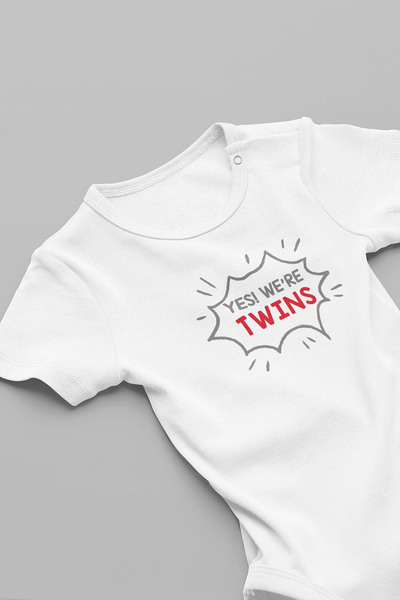 EYDUBABY 100% Cotton Yes! We'Re Twins Twin Baby Bodysuit White Badi Snap Fast...