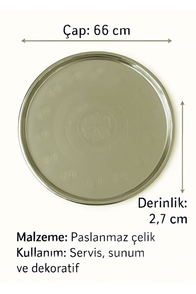 Jet's Home Food Tray Steel Floor Table 66 cm Stainless Presentation Tray No:70