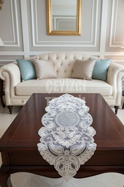 Çt Çeyizci Tekstil عداء فردي من الدانتيل الفرنسي - طاولة القهوة، سطح الطاولة، عداء المهر