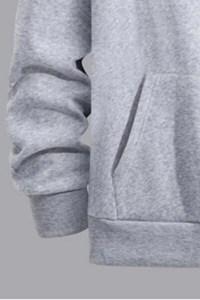 DEEPSENSE Чоловічий сірий худі з капюшоном на блискавці Oversize Sweatshirt Куртка Кардиган