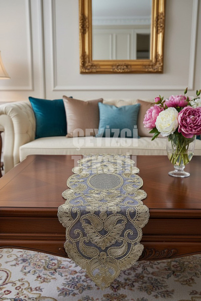 Çt Çeyizci Tekstil عداء فردي من الدانتيل الفرنسي - طاولة القهوة، سطح الطاولة،...