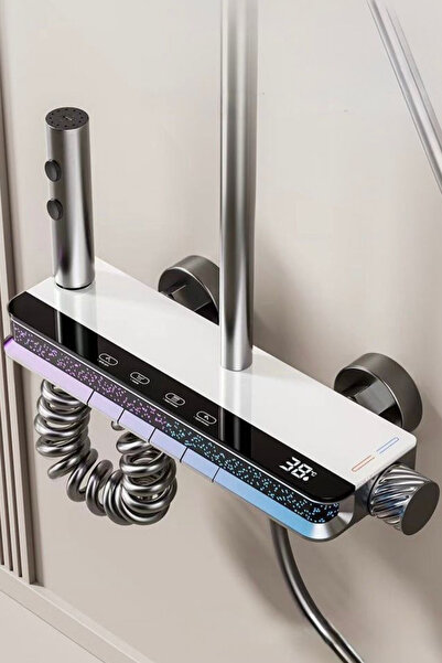 OXYAQUA Star-Dijital Led Göstergeli Piyano Tuşlu Termostatik Banyo Batarya Du...