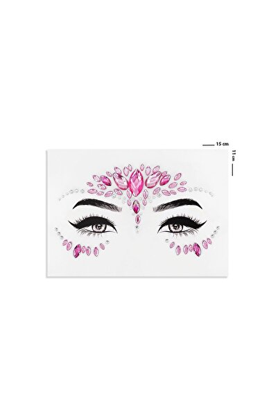 BearPear Pembe Renkli Kendinden Yapışkanlı Kristal Yüz Taşı Face Sticker