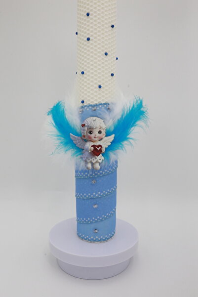 OEM Lumânare botez din ceară, formă de fagure, lungime 35 cm, diametru 6 cm, ...