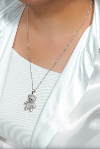 ÖZÜM TAKI Labubu Stainless Steel Necklace Silver Color