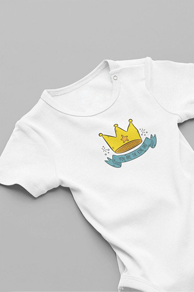 EYDUBABY بدلة داخلية من القطن العضوي مطبوع عليها King King Crown بأكمام قصيرة...