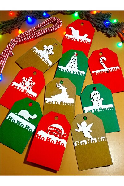 Armada مجموعة من 10 ملصقات هدايا ذات طابع العام الجديد - حامل بطاقات كرافت با...