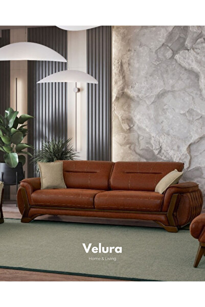 Velura Home & Living Milda Kanepe & Üçlü Koltuk (3'lü) - Bordo