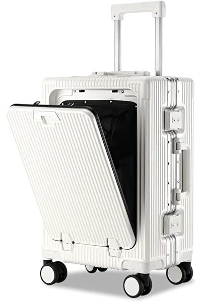 ZAAPPY 20 Inch Cabin Size Aluminum Frame Luggage with USB Charging Port, Front Opening Compartment