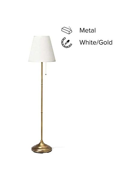 Beauenty مصباح أرضي مزخرف أبيض/ذهبي 155 × 28 × 36 سم
