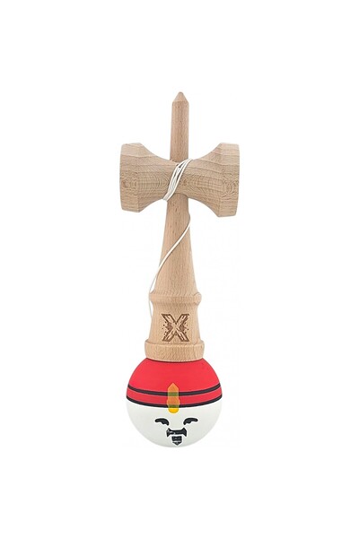 Flippy Kendama X Original, Profesional, Jucărie King, Flippy, Lemn, Mâner de cauciuc, 18 cm, Roșu Alb
