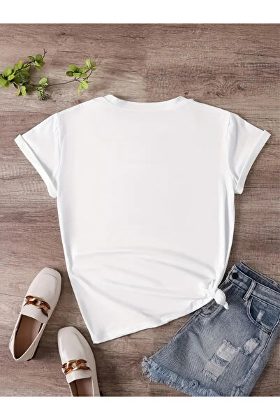 FUFLUNS V-Neck Oversize Teddy Bear Printed T-Shirt