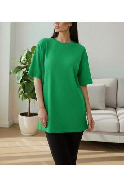 Modamorfo T-Shirt Crew Neck Twill Slit - Πράσινο