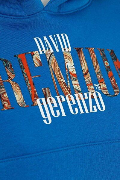 DAVID&GERENZO Set de trening cu glugă cu detaliu de imprimare premium albastru