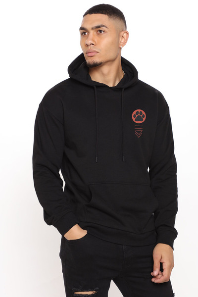 Relax family xf Ανδρικό φούτερ με μαύρη κουκούλα με στάμπα Samurai Cat