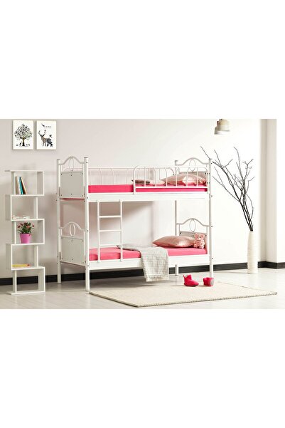ARGİMO Zümrüt Genç Çocuk Odası Metal Ranza Ve Karyola 90x190 Beyaz