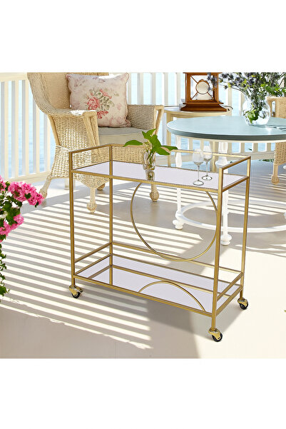 Hitit Dekorasyon Charlotte Gold Metal Servis Arabası