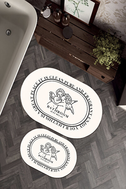 Homefesto Special Design, Non-Slip Base, Thin, Washable, Modern Bathroom Mat Set - 60x100 cm & 40x60 cm