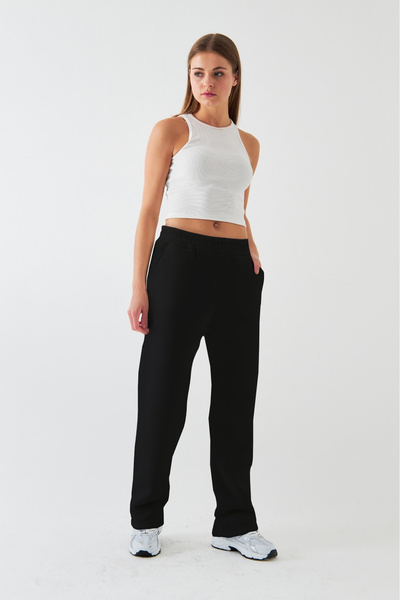 The Champ Clothing Черен спортен панталон с 3 нишки с еластична талия