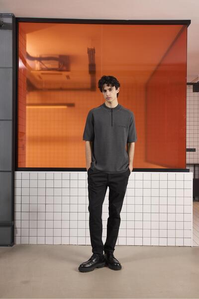 GMG FIRENZE Dik Yaka Örgü Detaylı Triko Erkek Kazak