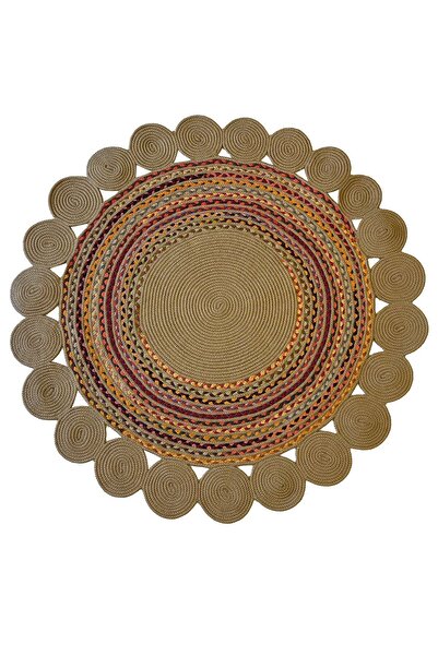 Homefesto Natural Jüt Halı El Dokuma Hasır Yolluk Bohem Jüt Kilim