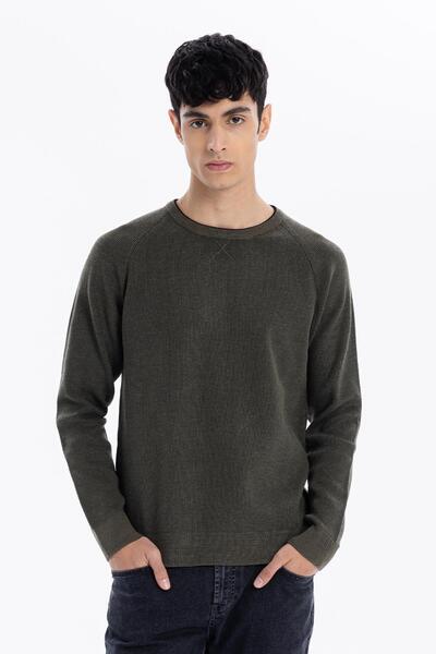 GMG FIRENZE Ανδρικό πουλόβερ με λαιμόκοψη και λεπτομέρεια Garni