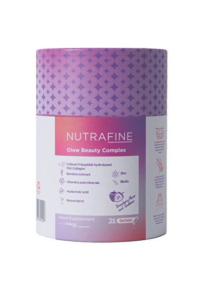 Nutrafine Glow Beauty Complex–Tripeptit Marine Kolajen, Resveratrol,Biotin, Hyaluronik Asit ile Cilt Takviyesi